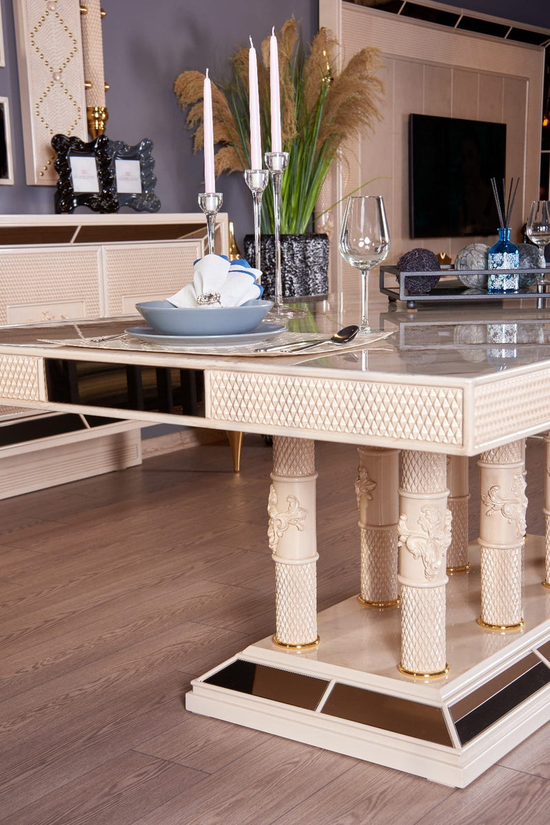 Art İstanbul Krem Versace Dining Set